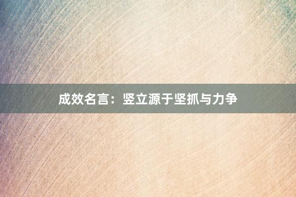 成效名言：竖立源于坚抓与力争